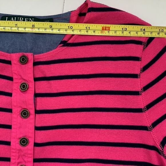 Lauren Ralph Lauren Cotton Striped Women’s T-Shirt Size L - Picture 3 of 11